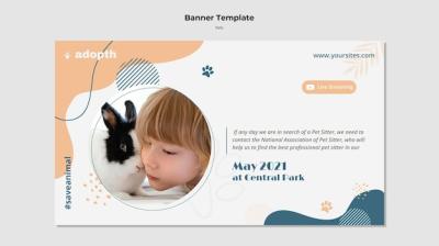 Horizontal Banner Template for Pet Adoption â Free Download