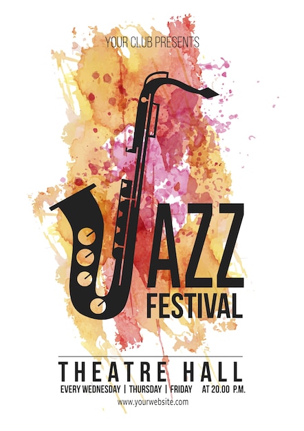 Jazz Festival Poster in Watercolor Style – Free Download