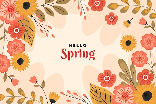 Flat Floral Spring Background – Free Download