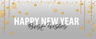 Happy New Year Best Wishes Lettering with Gold Stars – Free Stock Photo Download