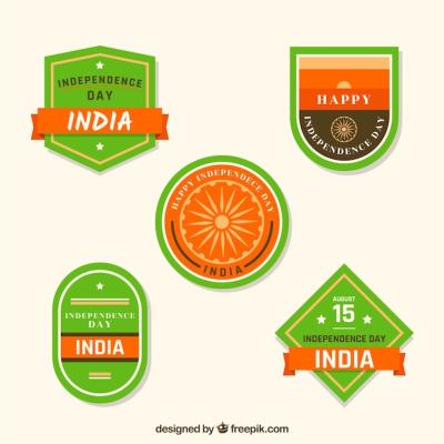 Modern Indian Independence Day Labels – Free Download