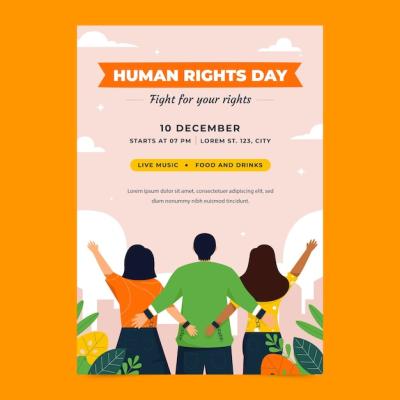 Flat Vertical Poster Template for Human Rights Day – Free Download