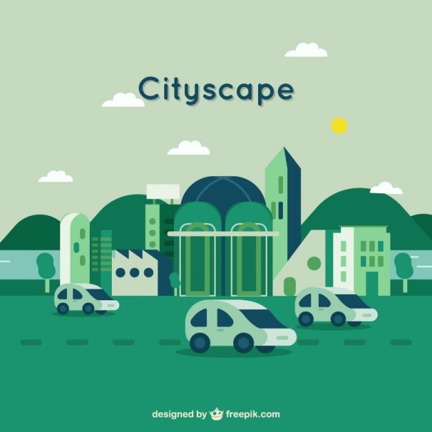 Green Cityscape Background – Free Download