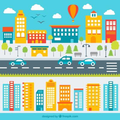 Vibrant City Illustrations for Creative Projects – Free to Download