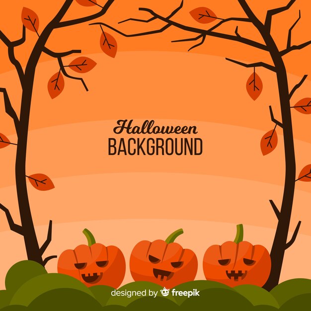 Spooky Halloween Background Featuring Pumpkins – Free Download