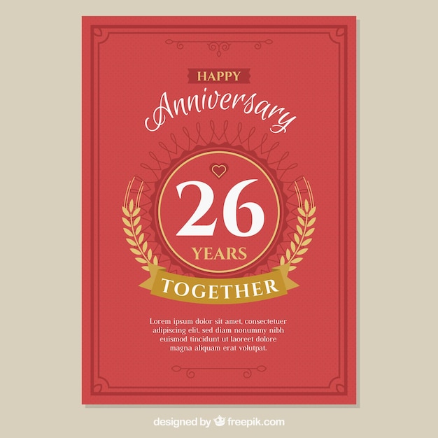 Flat Style Wedding Anniversary Card – Free to Download