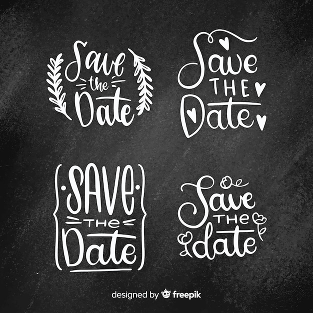 Hand Drawn Save the Date Label Pack – Free Download