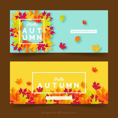 Banners Featuring Autumn Leaves – Free Download