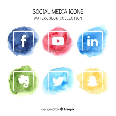 Watercolor Icons for Social Media – Free Download