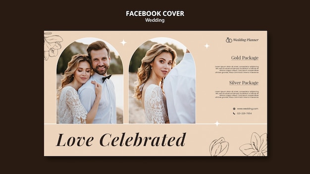 Hand Drawn Wedding Celebration Facebook Cover – Free Download