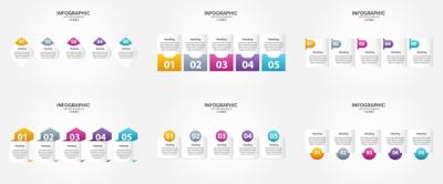 5 Steps Infographics – Flat Design Set for Advertising, Brochures, and Magazines | Free Download