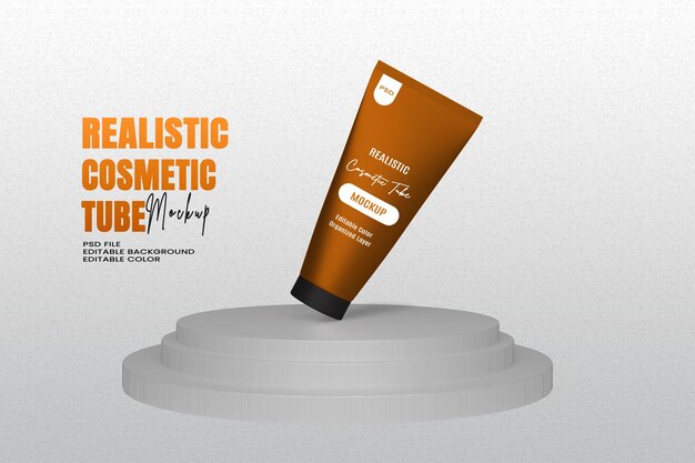 Realistic Cosmetic Tubes Mockup on Editable Background – Free Download