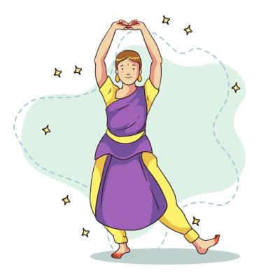 Hand Drawn Bharatanatyam Dance Illustration – Free to Download