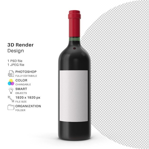 Realistic 3D Model of Alcohol Wine Bottle – Free Download