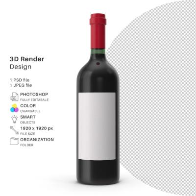 Realistic 3D Model of Alcohol Wine Bottle – Free Download