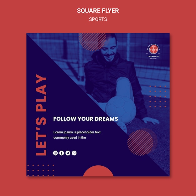 Football Player Square Flyer Template – Free Download