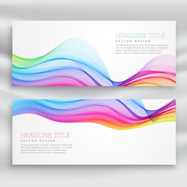 Colorful Wavy Lines on White Banners – Free Stock Photo for Download