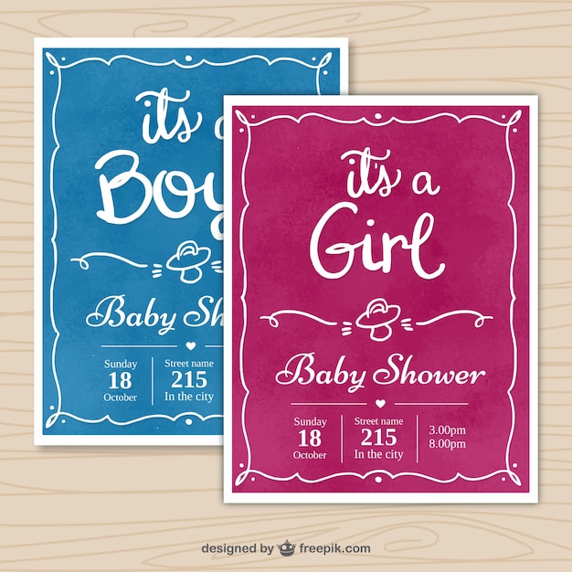 Hand-Drawn Frame Baby Shower Invitations – Free Download