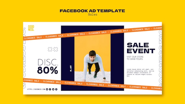 Flat Design Sales Discount Facebook Template – Free Download