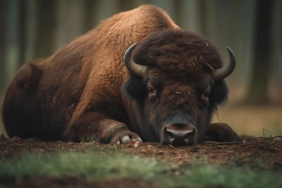 A Bison Resting in a Forest – Free Stock Photo, Download for Free