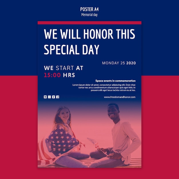 Memorial Day Poster Template Design for Free Download