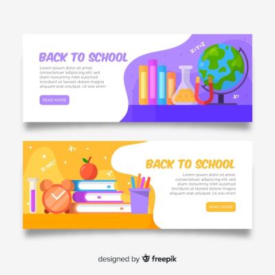 Back to School Banners – Free Download of Vector Templates