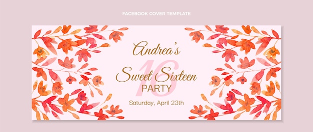 Sweet 16 Watercolor Floral Facebook Cover – Free Download