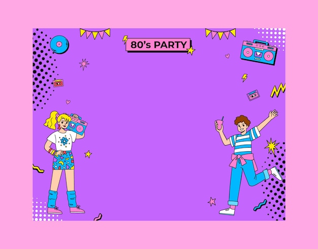 80s Party Celebration Photocall Vector Template – Free Download