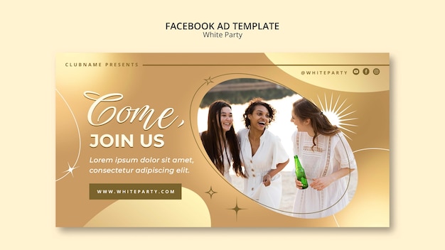 White Party Facebook Ad Template – Download Free Stock Photo