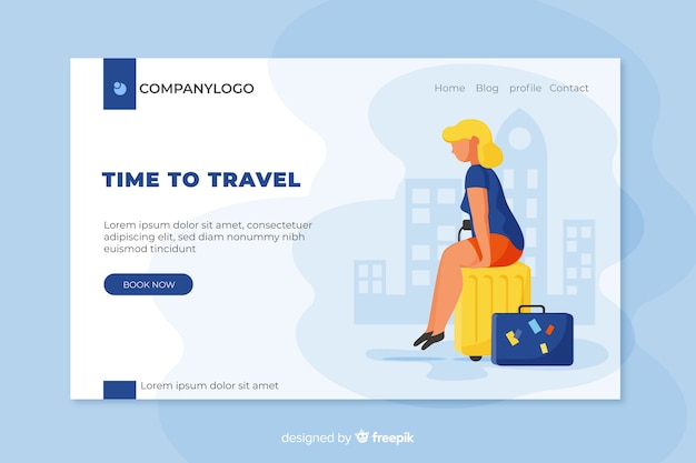 Stunning Travel Landing Page Vector Template – Free Download