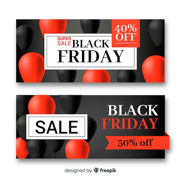 Black Friday Balloons Sale Banner Set – Free Download