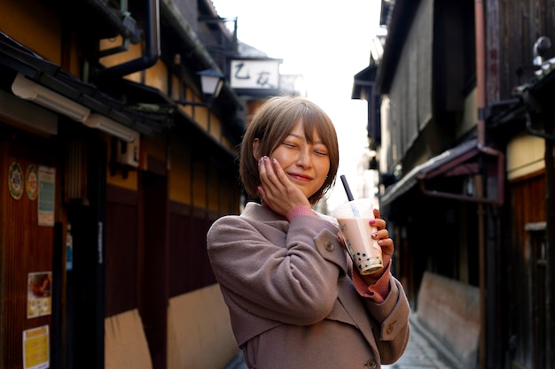 Young Woman Enjoying Bubble Tea – Free Stock Photo for Download