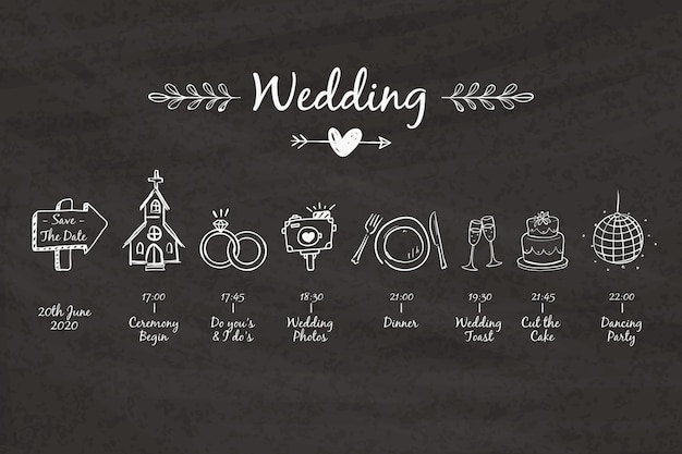 Hand Drawn Wedding Timeline Template – Free Download