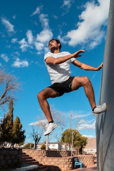 Fit Man Jumping Outdoors – Free Download