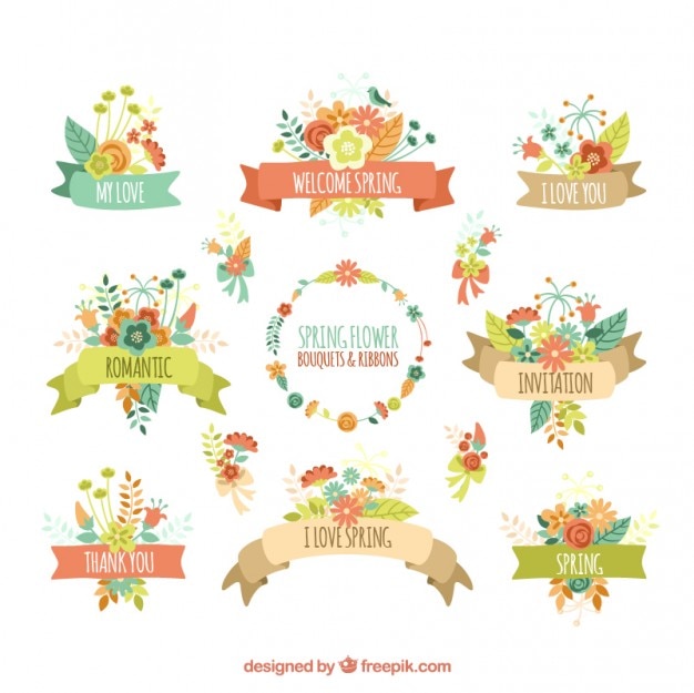 Beautiful Spring Bouquets and Ribbons – Free Download for Stunning Designs