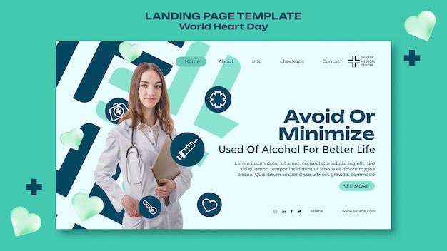 World Heart Day Flat Design Landing Page – Free Download