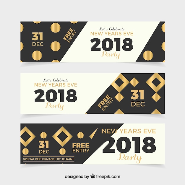 Three Festive Party Banners for New Year – Free Download