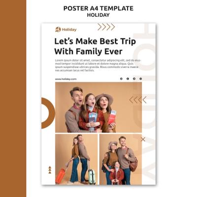 Flat Design Holiday Poster Template – Free Download