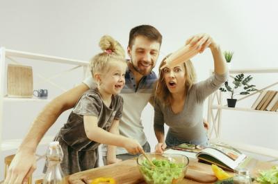 Cute Family Cooking Together in the Kitchen – Free Download