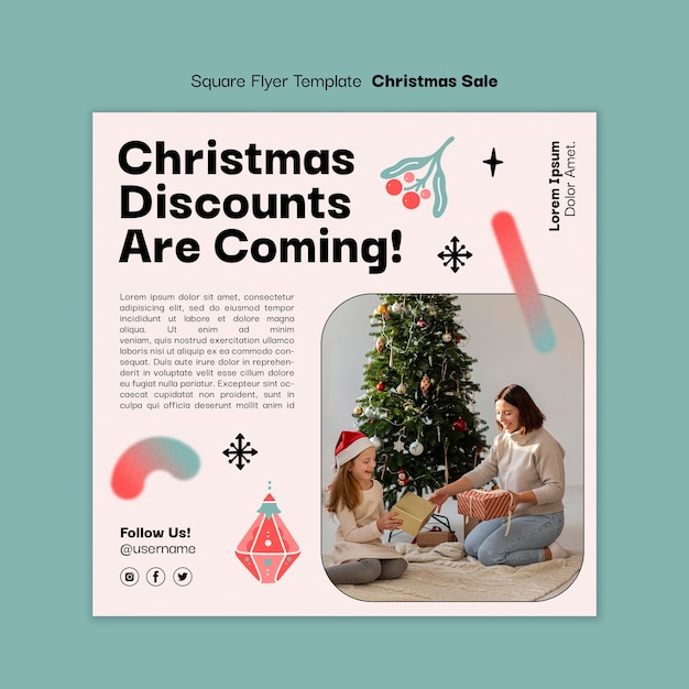 Christmas Sale Square Flyer Template – Free Download