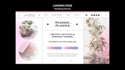 Wedding Planner Landing Page Template in Gradient Pastel Colors – Free Download