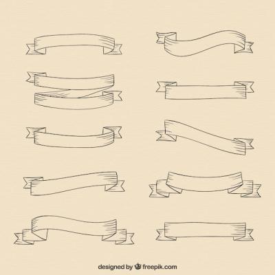 Hand Drawn Ribbons Template for Creative Design – Free Download