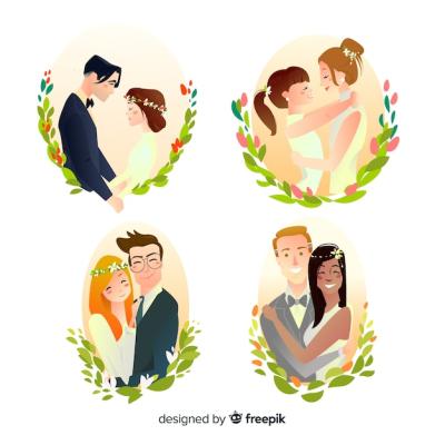 Hand Drawn Wedding Couple – Free Download of Vector Templates