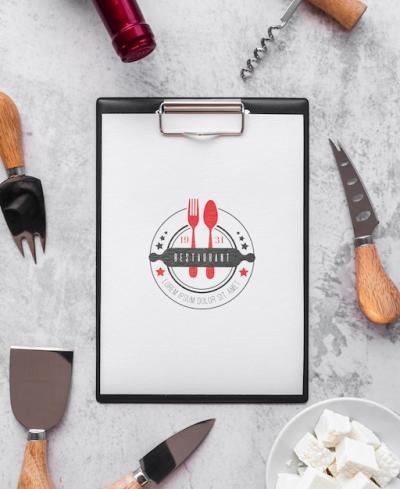 Menu Layout Featuring Wine Bottle and Utensils – Free to Download