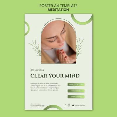 Mediation Vertical Poster Template Featuring Woman Doing Yoga – Free Download