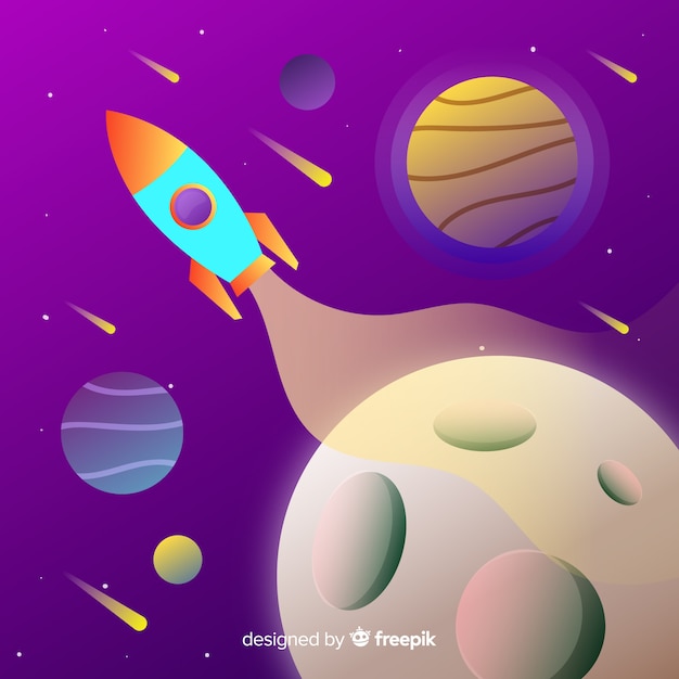 Gradient Galaxy Background with a Rocket – Free Download Free Stock Photo