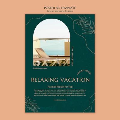 Vertical Poster Template for Luxury Vacation Rentals – Free Download