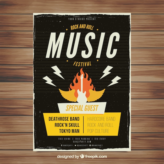 Music Festival Poster in Flat Style – Free Download