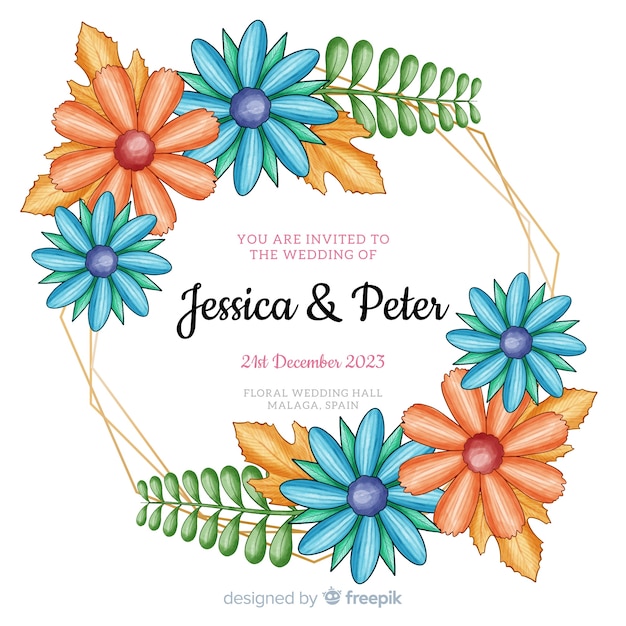 Watercolor Floral Frame Wedding Invitation – Free Download, Free Stock Photo