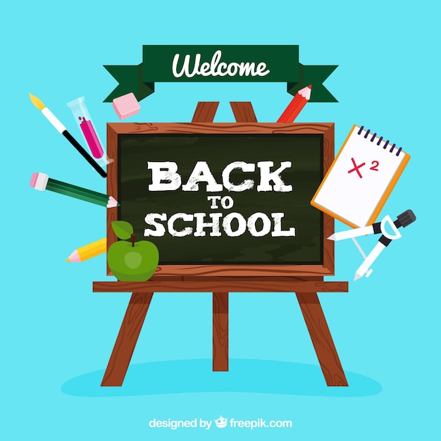 Back to School Background Featuring a Flat Blackboard – Free Download